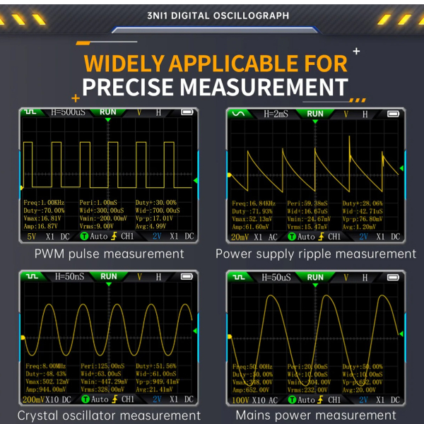 Фото - FNIRSI 2C53T, 2щупи (цифровий мультиметр / портативний осцилограф 50 МГц*2 / генератор сигналів / 9999 Count Smart професійний тестер)