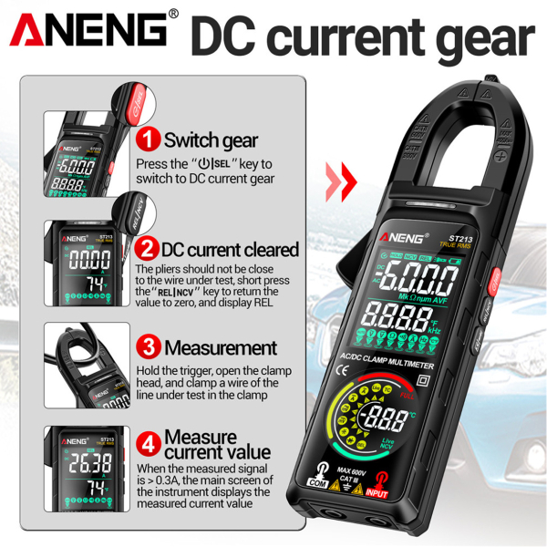 Фото - Струмові (токові) кліщі Aneng  ST213 600V AC/DC Voltage, 400A AC/DC Current, NCV, мультиметр, кольор. дисплей, True RMS