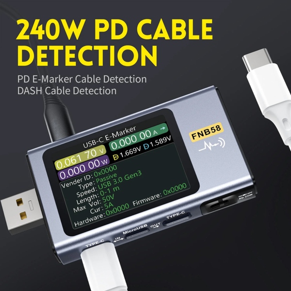 Фото - FNIRSI FNB58 USB тестер цифровий (струм / напруга / потужність / енергія)