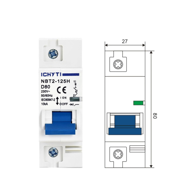Фото - Автоматичний вимикач 1полюс 80А DIN рейка CHYT NBT1-63