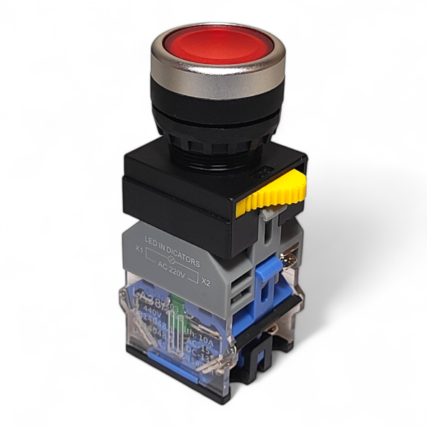 Фото - Кнопка з підсв. LA38-11DZ червона 24VAC/DC 1NO/1NC з фіксацією