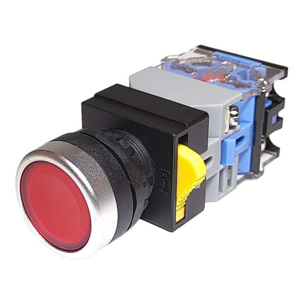Фото - Кнопка з підсв. LA38-11D червона 220VAC 1NO/1NC без фікс.