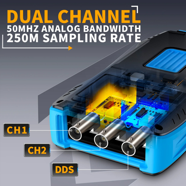 Фото - FNIRSI 2C53T, 2щупи (цифровий мультиметр / портативний осцилограф 50 МГц*2 / генератор сигналів / 9999 Count Smart професійний тестер)