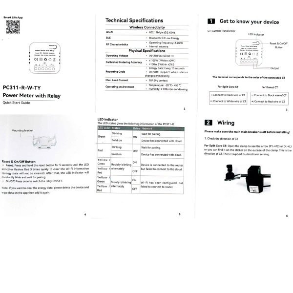 Фото - Лічильник електроенергії PC 311-W-TY/R/80A*1, 1ф 80А, Relay, WiFi Smart 