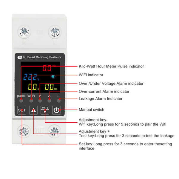 Фото - Лічильник електроенергії 1ф 63а  WiFi Smart ECO з розмикачем кольоров. дисплей