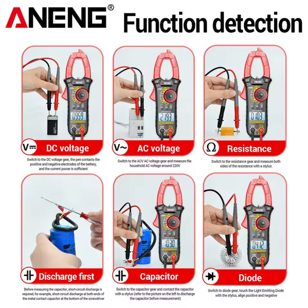 Фото - Струмові (токові) кліщі Aneng CM84 600V AC/DC Voltage, 1000A AC/DC Current, NCV, мультиметр, LCD з підсвіткою