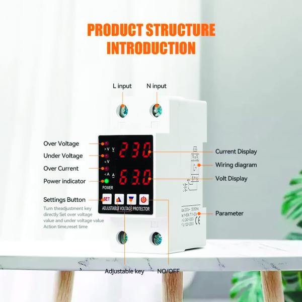 Фото - Реле напруги 1 фаза 63А, реле захисту (85379)