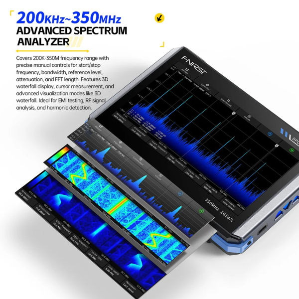 Фото - FNIRSI DPOS350P 4-в-1, 2 щупи, 350MHz*2 планшетний осцилограф / генератор сигналів / аналізатор спектру / аналізатор частотної характеристики