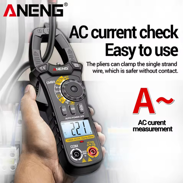 Фото - Струмові (токові) кліщі Aneng CM84 600V AC/DC Voltage, 1000A AC/DC Current, NCV, мультиметр, LCD з підсвіткою