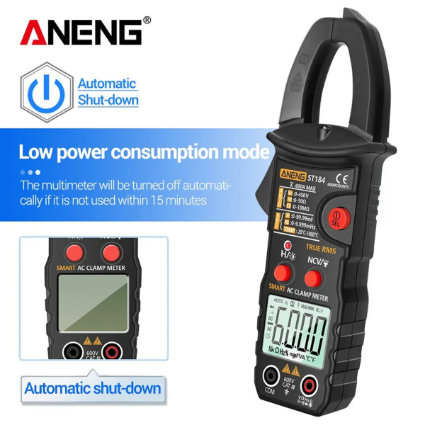 Фото - Струмові (токові) кліщі Aneng  ST184 450V AC/DC Voltage, 600A AC Current, NCV, мультиметр, LCD з підсвіткою, True RMS