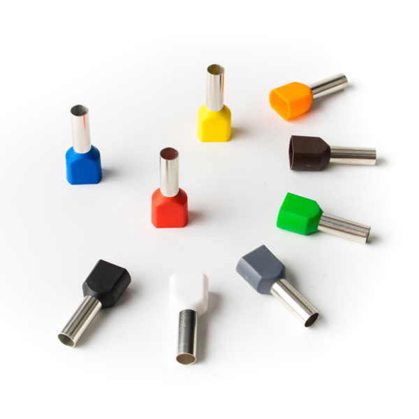 Фото - Кабельний наконечник трубчастий подвійний TE1008 для жил 2х1мм² (уп. - 100шт), Червоний