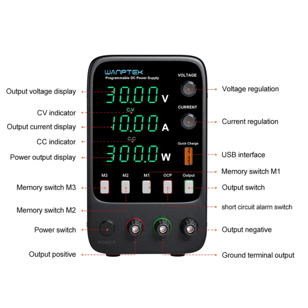 Фото - Лабораторний блок живлення APS605H 310Ватт (0-60Вольт х 0-5Ампер)