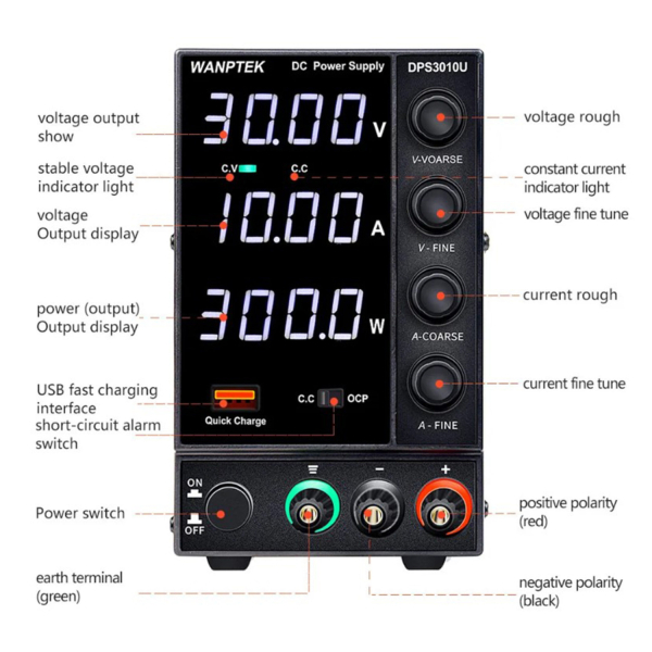 Фото - Лабораторний блок живлення 30 В, 10 А, DPS3010U