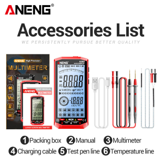 Фото - Мультиметр Aneng 628A 750V AC / 1000V DC Voltage, 10A AC/DC Current, NCV, LCD з підсвіткою, Smart, літієвий акумулятор