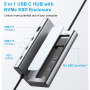 Багатофункціональна док-станція RSH-DO5P 5-в-1 зкорпусом для M.2 NVMe/SATA SSD (10Gbps, PD 100W)