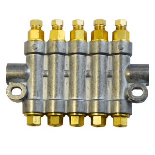 Фото - Прогресивний розподільник для рідкого мастила ZLFG5-22222 на 5 виходів