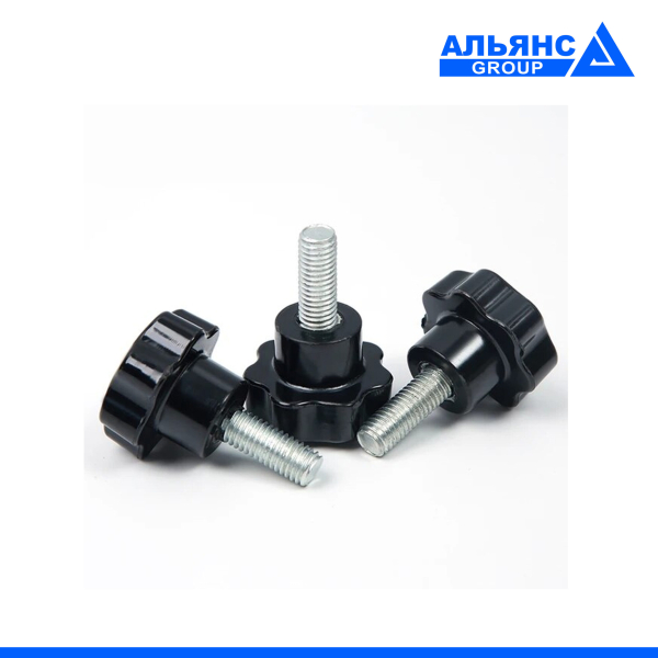 Фото - Ручка фіксатор бакелітова зовнішня різьба М8х40 діам. 40мм