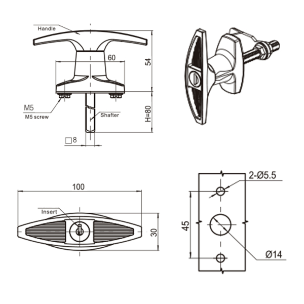 Фото - Ручка поворотна замок з ключем Т-подібна код A6121-2116