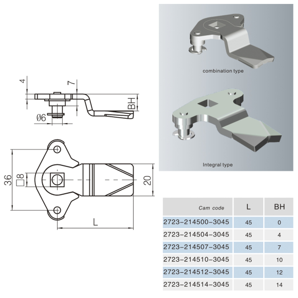 Фото - Язичок ригель поворотний триточковий вигин 10мм код 2723-214510-3045