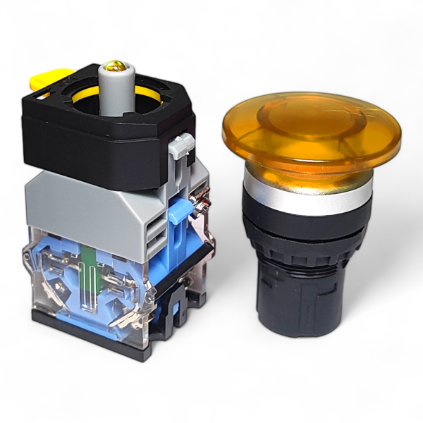 Фото - Кнопка з підсв. LA38-11DM жовт. 220VAC 1NO/1NC без фікс.