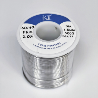 Фото - Припой Kewei Sn60Pb40 (ПОС-60 олов'яно-свинцевий) з флюсом діам. 1.5мм 500гр.