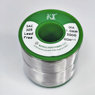 Фото - Припой Kewei Sn96.5Ag3.0Cu0.5 SAC305 (безсвинцевий зі сріблом) з флюсом діам. 1.0мм 500гр.