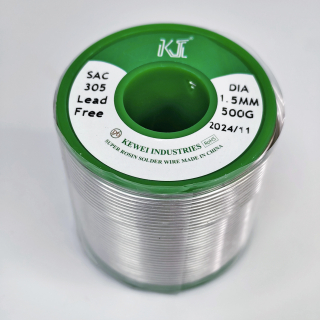 Фото - Припой Kewei Sn96.5Ag3.0Cu0.5 SAC305 (безсвинцевий зі сріблом) з флюсом діам. 1.5мм 500гр.