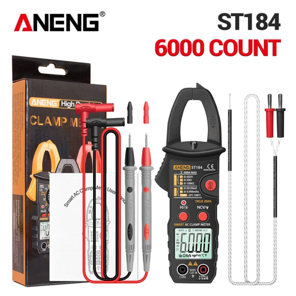 Фото - Струмові (токові) кліщі Aneng  ST184 450V AC/DC Voltage, 600A AC Current, NCV, мультиметр, LCD з підсвіткою, True RMS