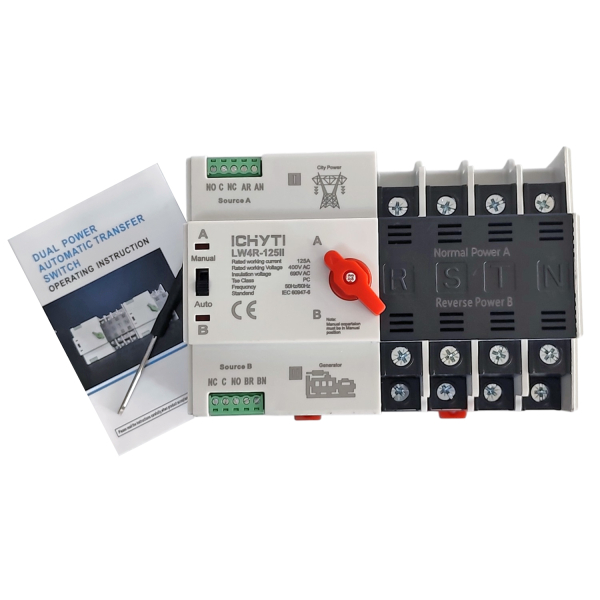 Фото - Автоматичний перемикач джерела живлення LW4R-125 4 полюси  125А GRID/GEN