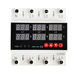 Фото - Реле захисту 3-х фазне напруга/струм 63A 0-500V (L1-L3)/N, 6парам.