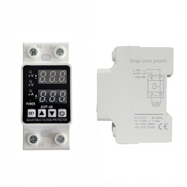 Фото - Реле захисту 1 фазне напруга/ток 40A 0-500V, 13парам.  AVP