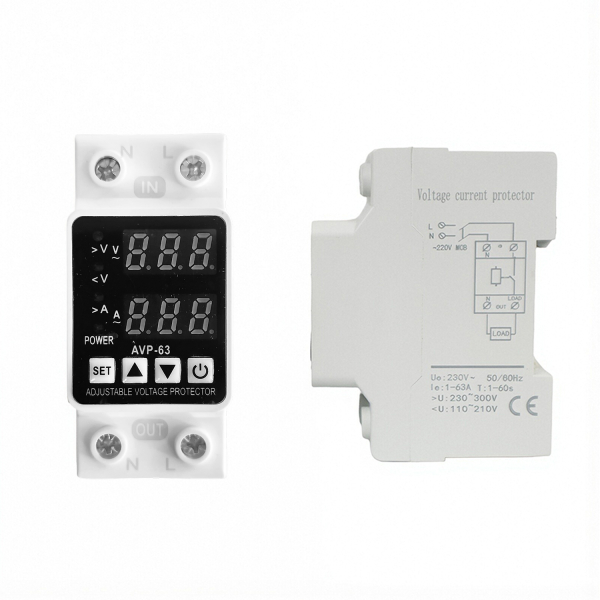 Фото - Реле захисту 1 фазне напруга/ток 63A 0-500V, 13парам. AVP