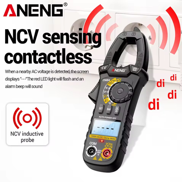 Фото - Струмові (токові) кліщі Aneng CM84 600V AC/DC Voltage, 1000A AC/DC Current, NCV, мультиметр, LCD з підсвіткою