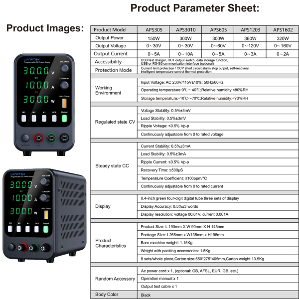 Фото - Лабораторний блок живлення 120В, 3А, APS1203H