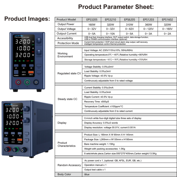 Фото - Блок живлення лабораторний EPS3210H 320Ватт (0-32Вольт х 0-10Ампер)