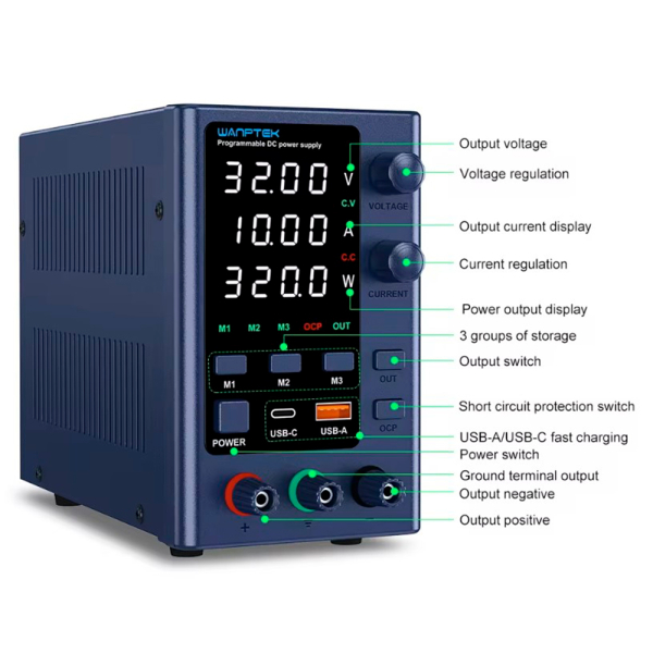 Фото - Блок живлення лабораторний EPS3210H 320Ватт (0-32Вольт х 0-10Ампер)