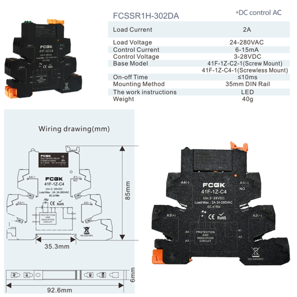 Фото - FCSSR1H-302DA (41F-1Z-C2/C4) Control (3-28VDC) Load (2A 24-280VAC)