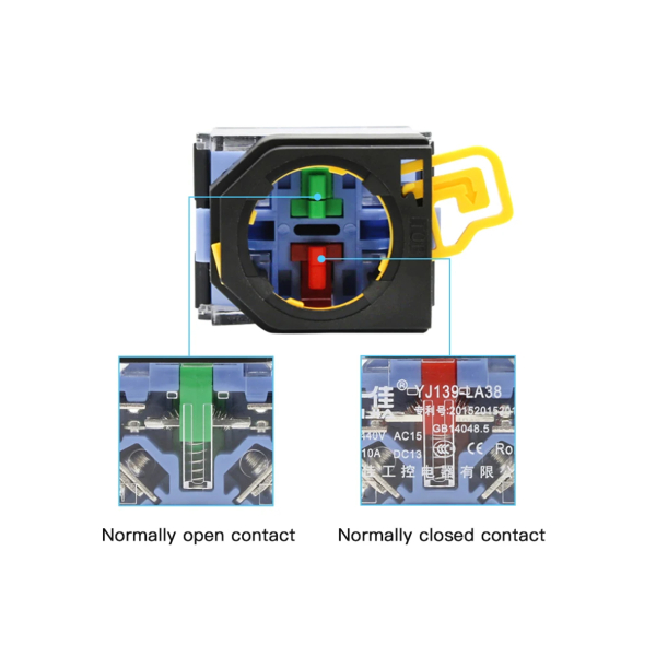 Фото - Кнопка з підсв. LA38-11D жовт. 220VAC 1NO/1NC без фікс.