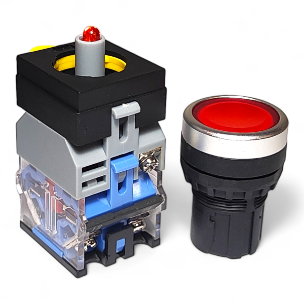 Фото - Кнопка з підсв. LA38-11D черв 24VAC/DC 1NO/1NC без фікс.