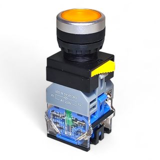 Фото - Кнопка з підсв. LA38-11D жовт. 24VAC/DC 1NO/1NC без фікс.