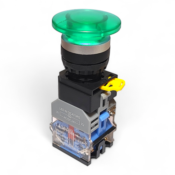 Фото - Кнопка з підсв. LA38-11DM зел. 24VAC/DC 1NO/1NC без фікс.
