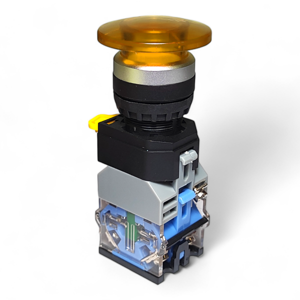 Фото - Кнопка з підсв. LA38-11DM жовт. 220VAC 1NO/1NC без фікс.