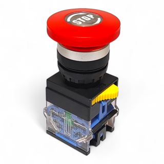 Фото - Кнопка без підсв. LA38-11ZS черв STOP 1NO/1NC з фіксацією