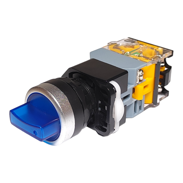 Фото - Перемикач з підсв. LA38-11X3D 3 пол. блакитн. 220VAC 1NO/1NC з фіксацією