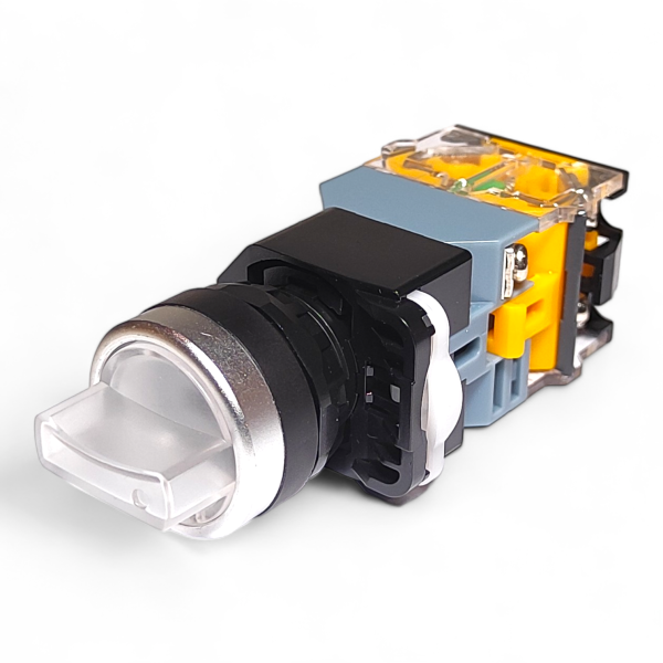 Фото - Перемикач з підсв. LA38-11X2D 2 пол. білий 220VAC 1NO/1N з фіксацією