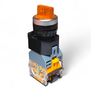 Фото - Перемикач з підсв. LA38-11X2D 2 пол. жовт. 24VAC/DC 1NO/1NC  з фіксацією