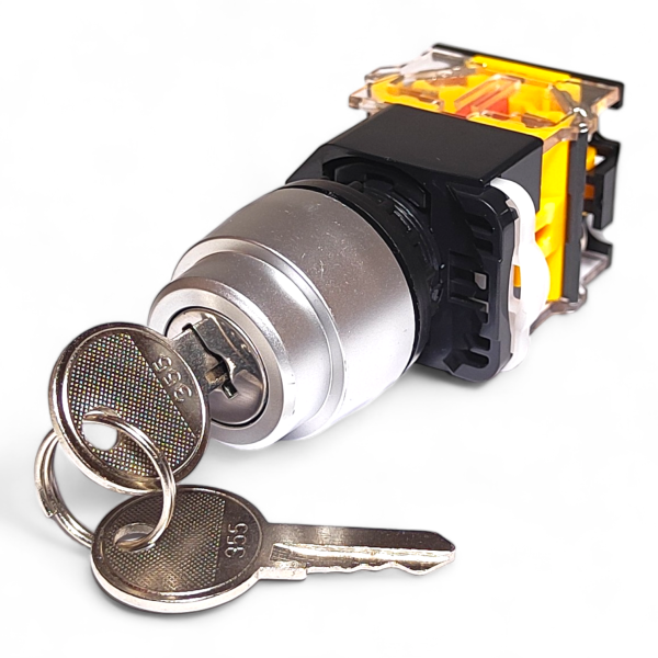 Фото - Кнопка без підсв. LA38-11Y/2 ключ 1NO/1NC з фіксацією