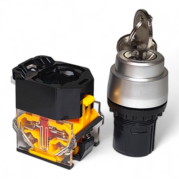 Фото - Кнопка без підсв. LA38-11Y/2 ключ 1NO/1NC з фіксацією