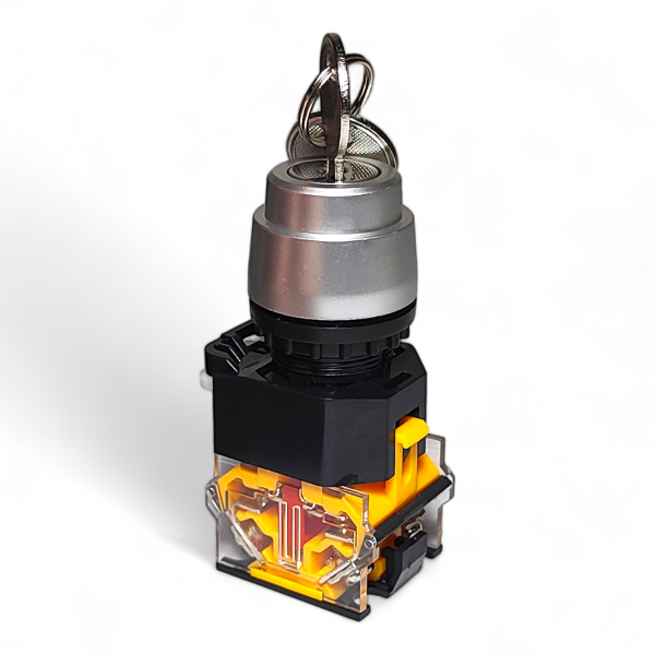 Фото - Кнопка без підсв. LA38-11Y/2 ключ 1NO/1NC з фіксацією