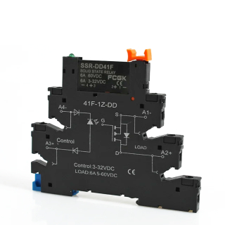 Фото - SSR-DD41F(41F-1Z-DD6A) Control (3-32VDC) Load (6A 5-60VDC)